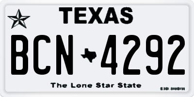 TX license plate BCN4292