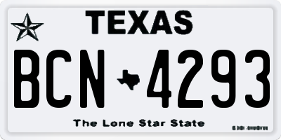 TX license plate BCN4293
