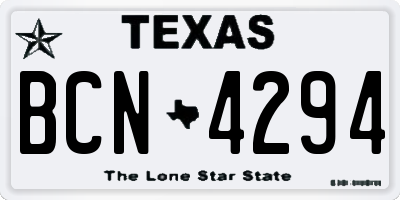 TX license plate BCN4294