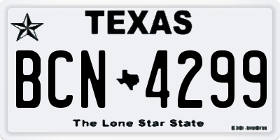 TX license plate BCN4299