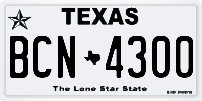 TX license plate BCN4300