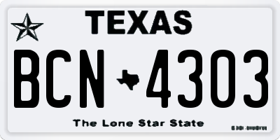 TX license plate BCN4303