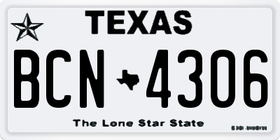 TX license plate BCN4306