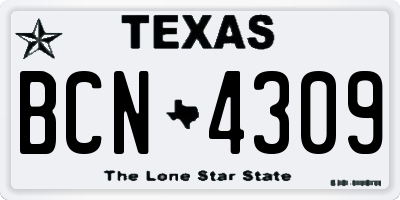 TX license plate BCN4309