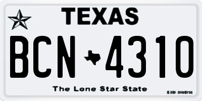 TX license plate BCN4310