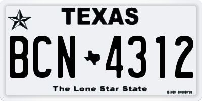 TX license plate BCN4312
