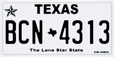 TX license plate BCN4313
