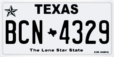 TX license plate BCN4329
