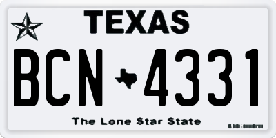 TX license plate BCN4331