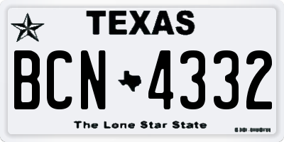 TX license plate BCN4332