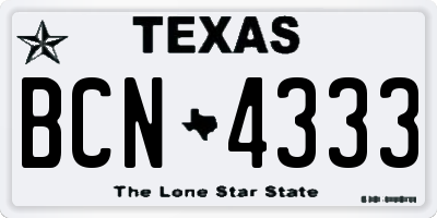 TX license plate BCN4333