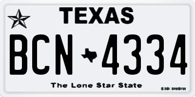 TX license plate BCN4334