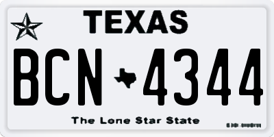 TX license plate BCN4344