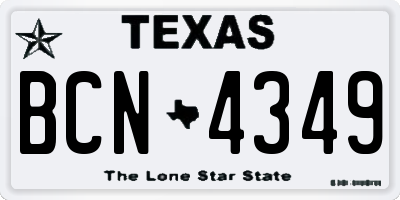 TX license plate BCN4349