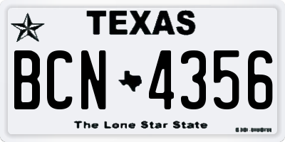 TX license plate BCN4356