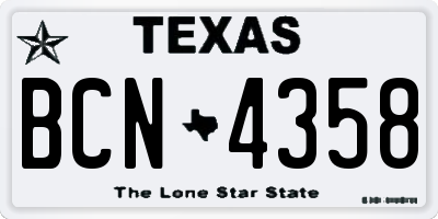 TX license plate BCN4358