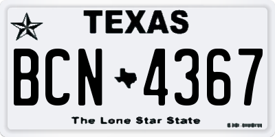 TX license plate BCN4367