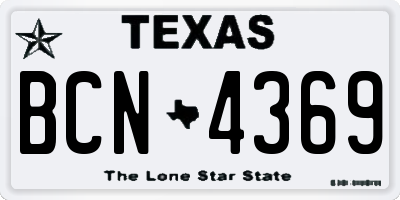 TX license plate BCN4369