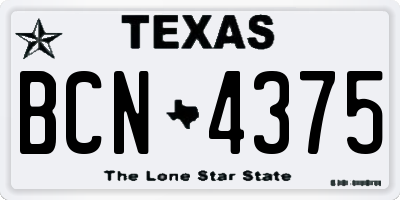 TX license plate BCN4375