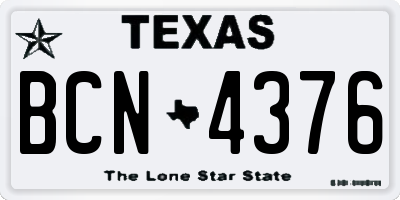TX license plate BCN4376