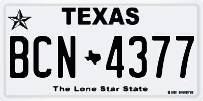 TX license plate BCN4377