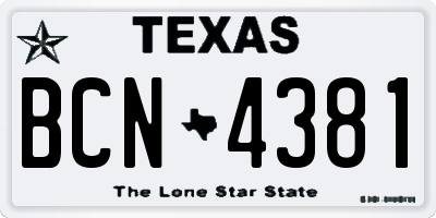 TX license plate BCN4381