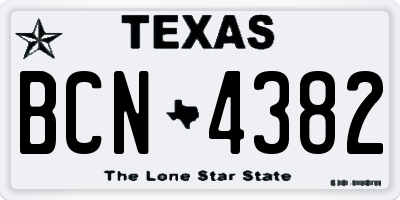 TX license plate BCN4382