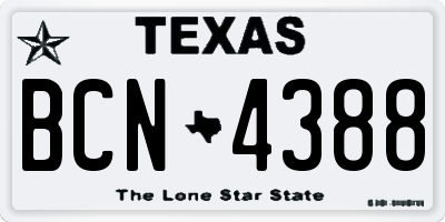 TX license plate BCN4388