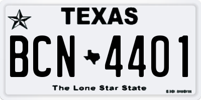 TX license plate BCN4401