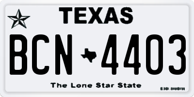 TX license plate BCN4403