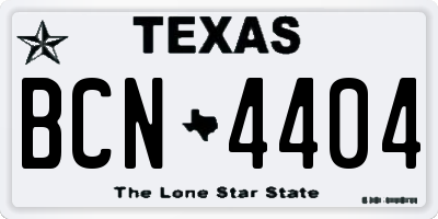 TX license plate BCN4404