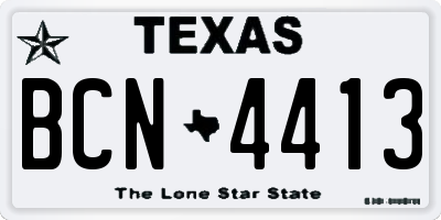 TX license plate BCN4413