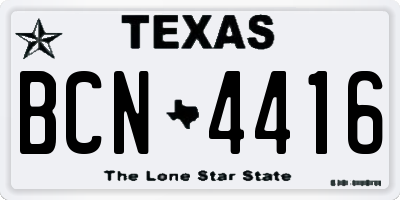 TX license plate BCN4416