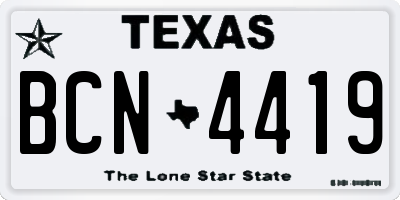 TX license plate BCN4419
