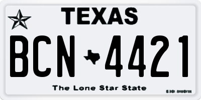 TX license plate BCN4421