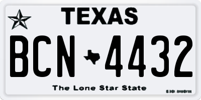 TX license plate BCN4432