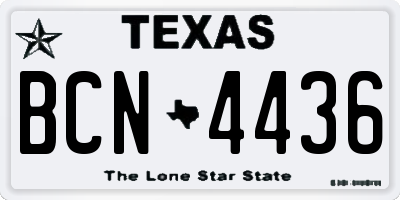 TX license plate BCN4436