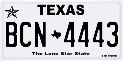 TX license plate BCN4443