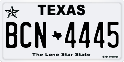TX license plate BCN4445