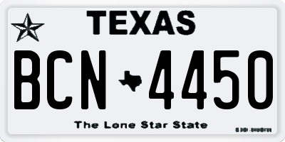 TX license plate BCN4450
