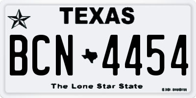 TX license plate BCN4454