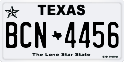 TX license plate BCN4456