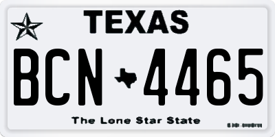 TX license plate BCN4465