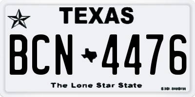 TX license plate BCN4476