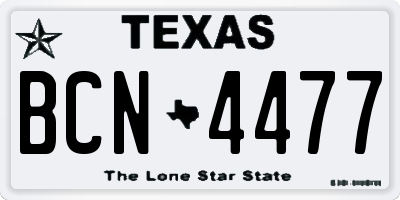 TX license plate BCN4477