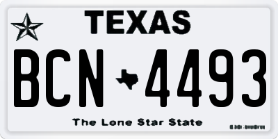 TX license plate BCN4493