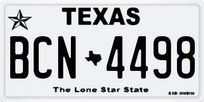 TX license plate BCN4498