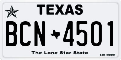 TX license plate BCN4501