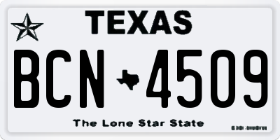 TX license plate BCN4509