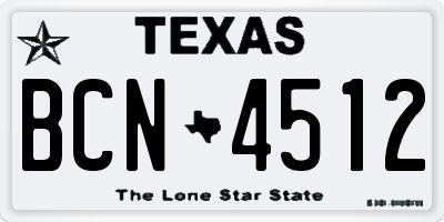 TX license plate BCN4512